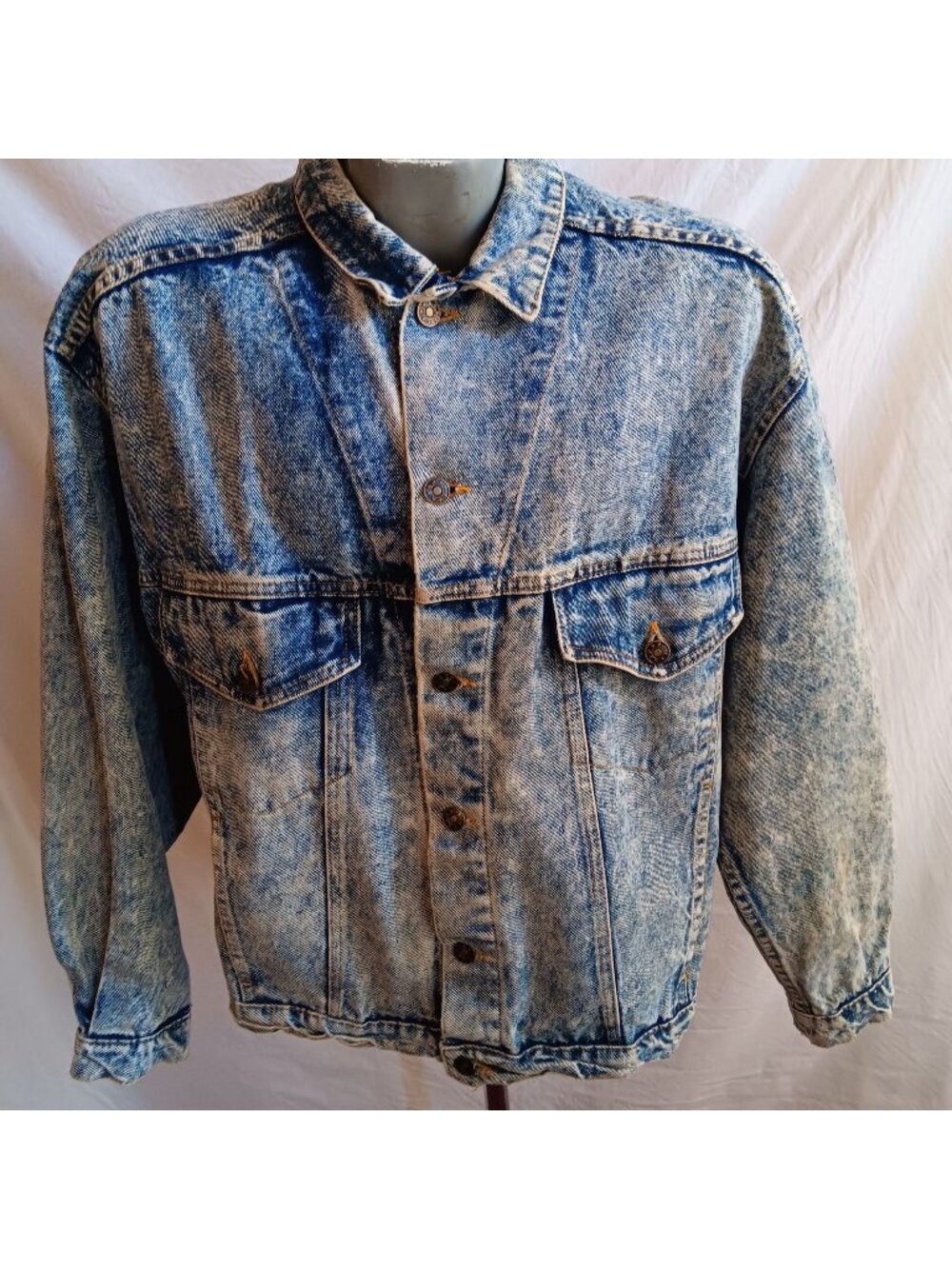 True Vintage Acid Wash Jacket 1980s Denim New Wave Preppy Canyon River Blues